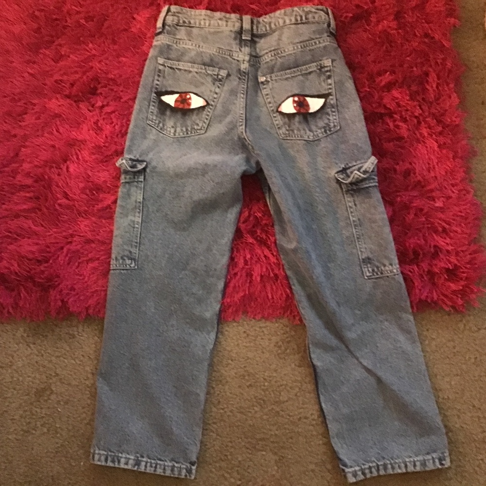 Eyeball painted jean pants